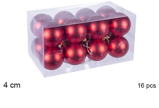 [106607] Pack 16 boules rouge mat 4 cm
