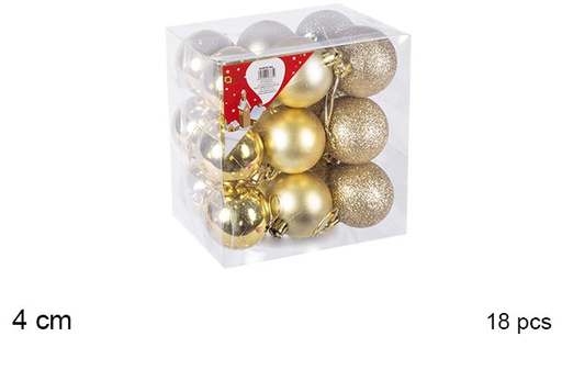 [106608] Pack 18 shiny/matte/glitter gold bauble 4 cm