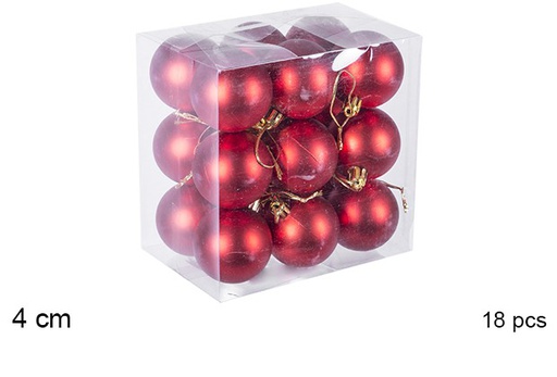 [106616] Pack 18 boules rouges mates 4 cm