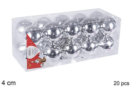 [106621] Pack 20 shiny silver bauble 4 cm