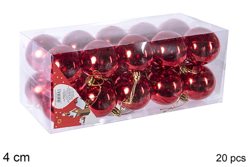 [106624] Pack 20 shiny red bauble 4 cm 