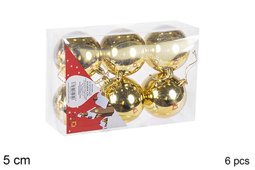 [106627] Pack 6 gold shiny bauble 5 cm