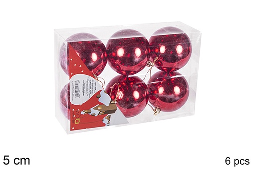 [106633] Pack 6 red shiny bauble 5 cm