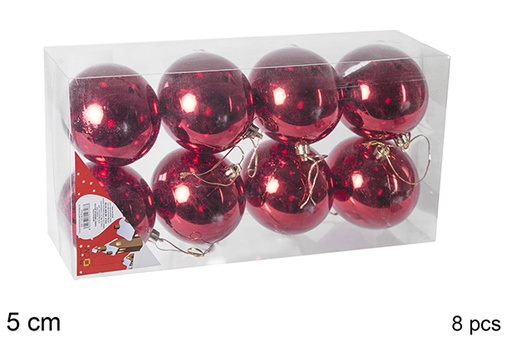 [106642] 8 boules rouges brillantes 5cm