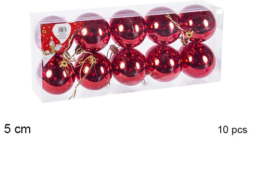 [106651] Pack 10 shiny red bauble 5 cm