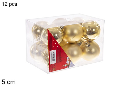 [106654] Pack 12 shiny/matte gold bauble 5 cm