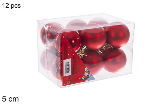 [106661] Pack 12 shiny/matte red bauble 5 cm