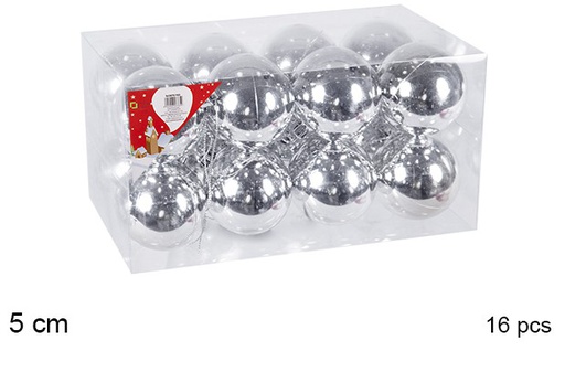 [106670] Pack 16 bolas plata brillo 5 cm