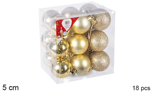 [106675] Pack 18 boules dorées brillantes/mates/à paillettes 5 cm