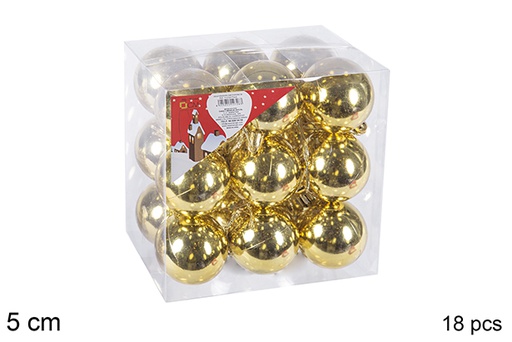 [106677] Pack 18 bolas oro brillo 5 cm