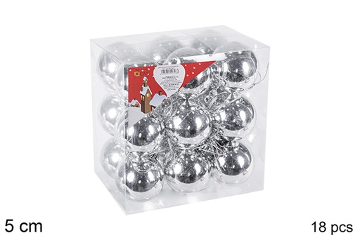 [106681] Pack 18 shiny silver bauble 5 cm