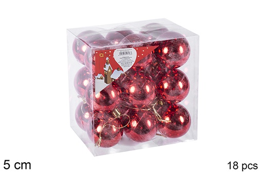 [106685] Pack 18 boules rouges brillantes 5 cm