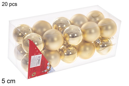 [106687] Pack 20 boules dorées brillantes/mates 5 cm