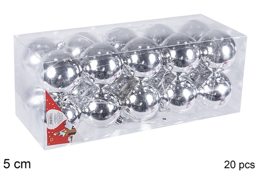 [106691] Pack 20 bolas plata brillo 5 cm