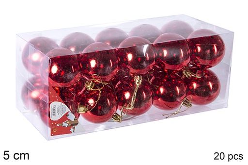 [106694] Pack 20 boules rouges brillantes 5 cm 