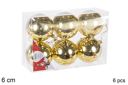 [106699] Pack 6 bolas brilhantes ouro 6 cm