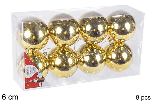 [106711] Pack 8 boules dorées brillantes 6 cm