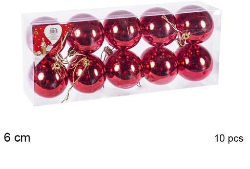[106729] Pack 10 bolas vermelhas brilhantes 6 cm