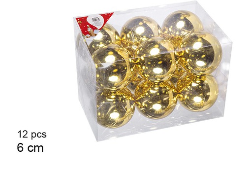 [106732] Pack 12 boules dorées brillantes 6 cm