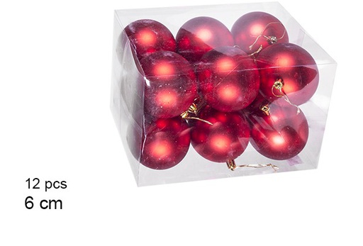 [106741] Pack 12 bolas vermelhas foscas 6 cm
