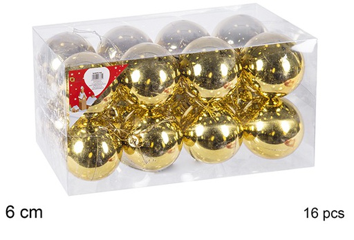 [106743] Pack 16 boules dorées brillantes 6 cm
