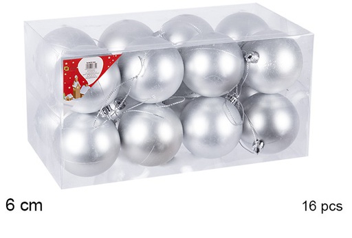 [106748] Pack 16 bolas plata mate 6 cm