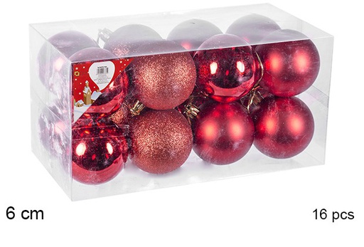[106749] Pack 16 shiny/matte red balls 6 cm