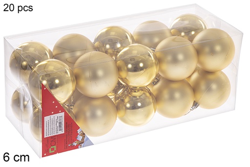 [106763] Pack 20 boules dorées brillantes/mates  6 cm