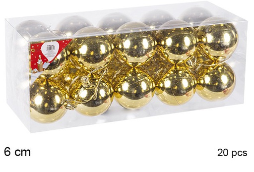 [106764] Pack 20 boules dorées brillantes 6 cm