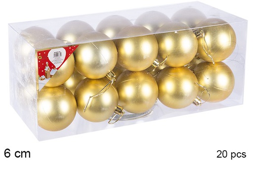 [106766] Pack 20 boules dorées mates 6 cm