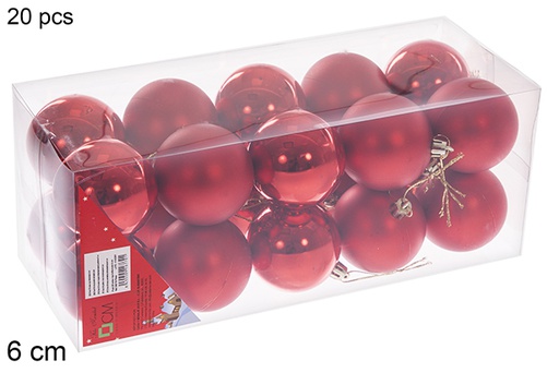 [106770] Pack 20 shiny/matte red balls 6 cm