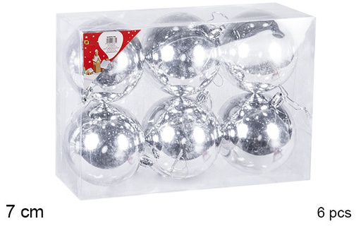 [106804] Pack 6 bolas plata brillo 7 cm