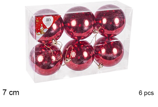 [106807] Pack 6 palline rosse lucide 7 cm