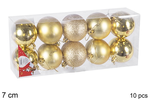 [106819] Pack 10 shiny /matt/glitter gold bauble 7 cm