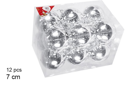 [106832] Pack 12 shiny silver bauble 7 cm