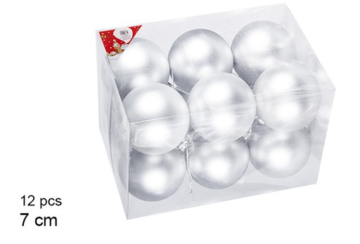 [106833] Pack 12 bolas plata mate 7 cm