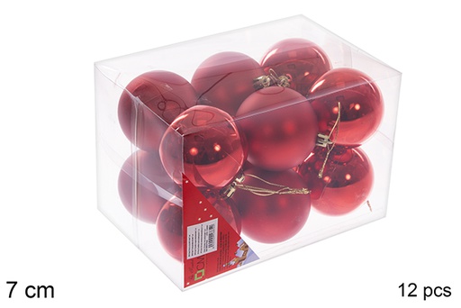 [106834] Pack 12 shiny/matte red balls 7 cm