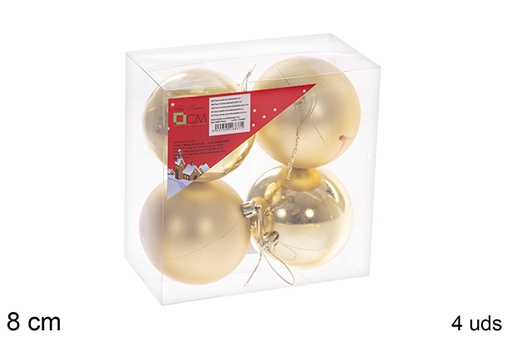 [106837] Pack 4 shiny/matte gold balls 8 cm