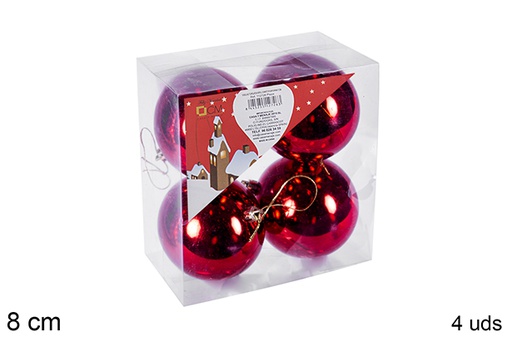 [106844] Pack 4 palline rosse lucide 8 cm