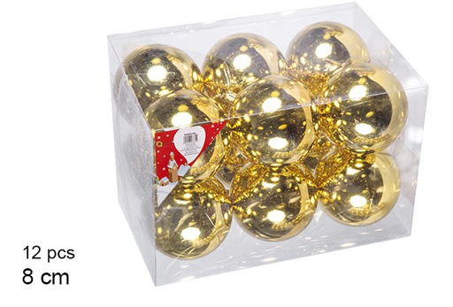 [106877] Pack 12 bolas oro brillo 8 cm