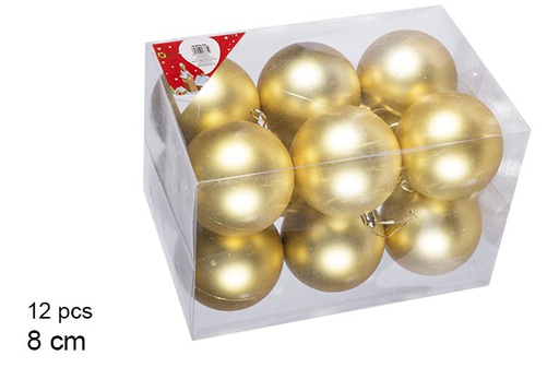 [106878] Pack 12 matte gold bauble 8 cm
