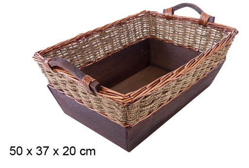 [105849] WICKER AND WOOD CHRISTMAS TRAY 50x37CM