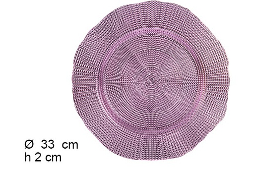 [105860] Bajo plato plástico puntos violetas brillo 33 cm