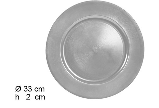 [105875] Assiette lisse argent peu brillant 33 cm