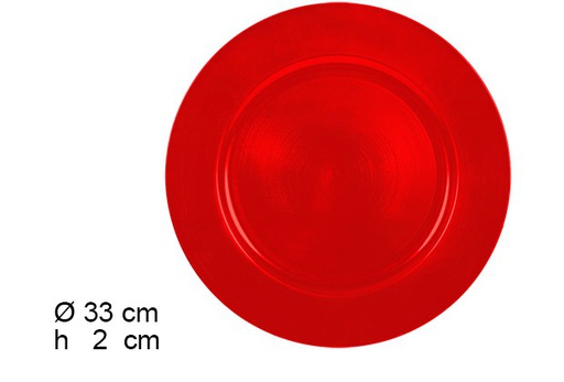 [105876] Assiette lisse rouge peu brillante 33 cm