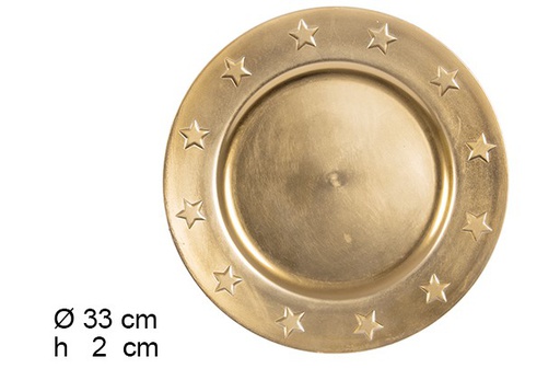 [105910] Bajo plato con estrellas oro brillo 33 cm