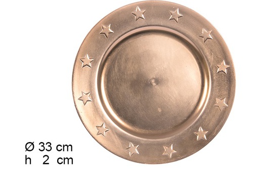 [105918] Bajo plato con estrellas bronce brillo 33 cm