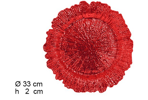 [105921] Bajo plato vintage rojo brillo 33 cm