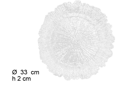[105925]  Low glossy white vintage plate 33 cm