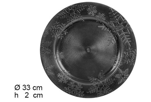 [105944] Assiette de Noël noire peu brillante 33 cm